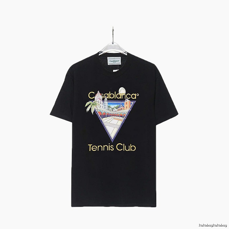 Casablanca Print Casual Black T-shirt