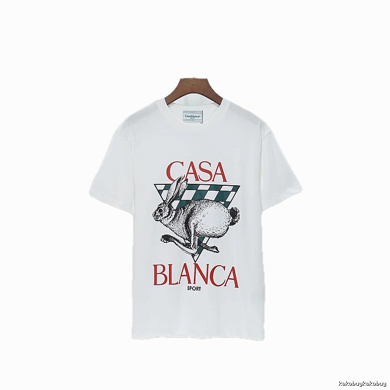 Casablanca Rabbit Element Fashion White T-shirt
