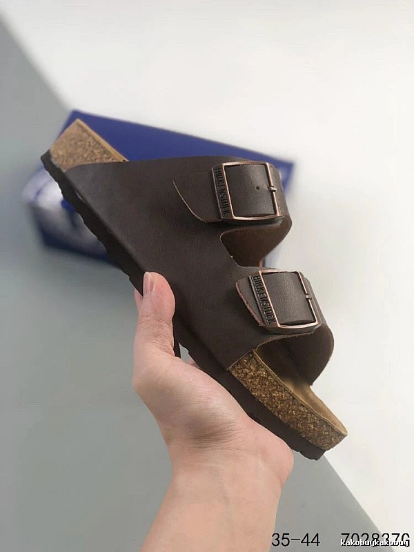 Casual Dark Brown Birkenstock Cork Slide Sandals