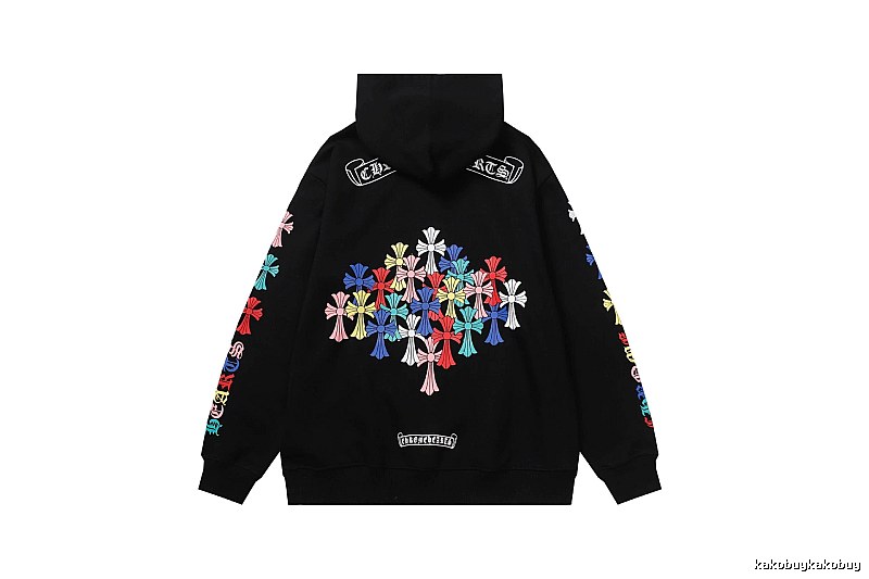 Chrome Hearts Compact Cross graphic hoodie Black Blue Cross for Sport-Inspired Styling