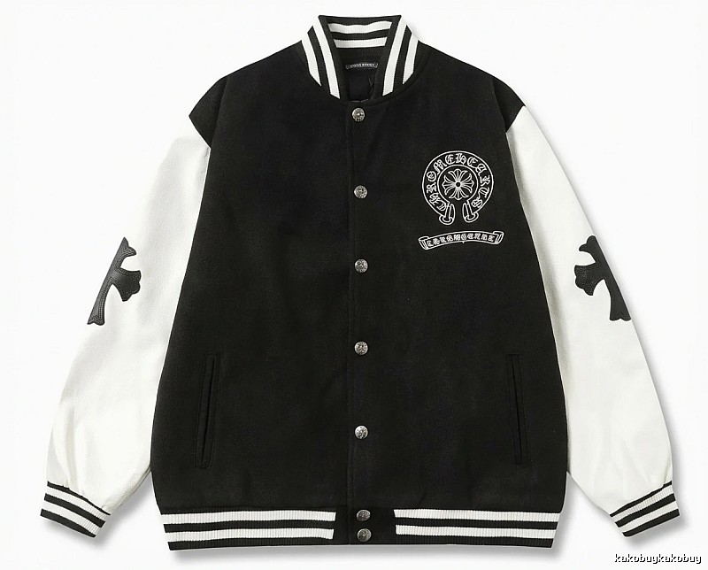 Chrome Hearts Cross Black and White Baseball Jacket