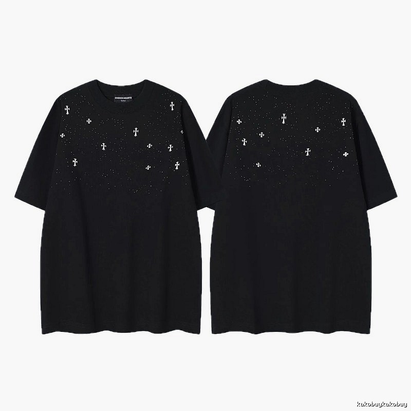 Chrome Hearts Cross Embroidered Street Style Black Short-sleeve T-shirt
