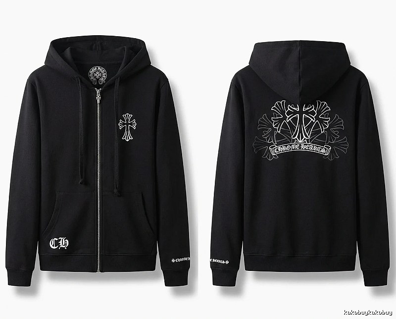 Chrome Hearts Cross Print Style Black Sweatshirt