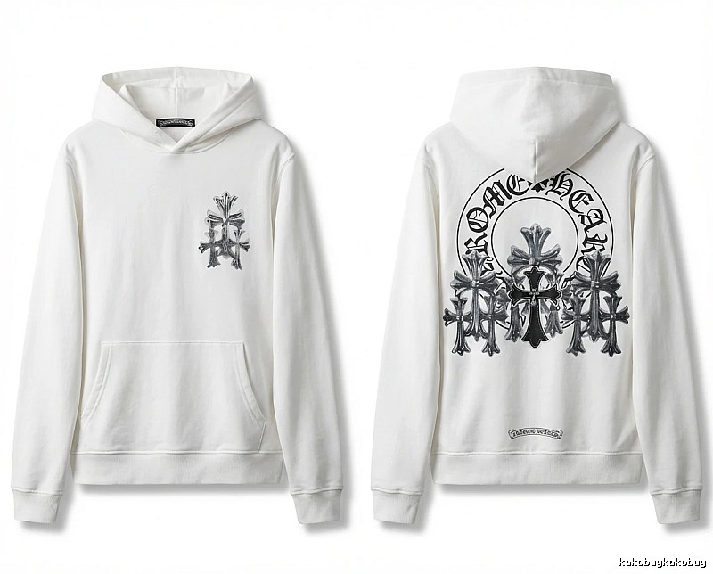 Chrome Hearts Cross Trendy and Cool Style White Hoodie