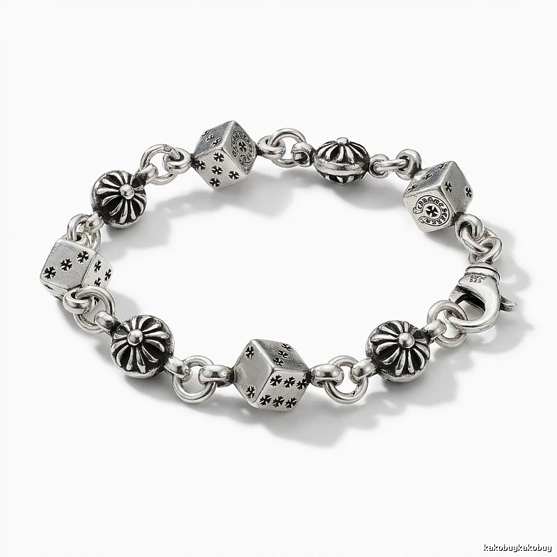 Chrome Hearts Dice Retro Style Silver Bracelet