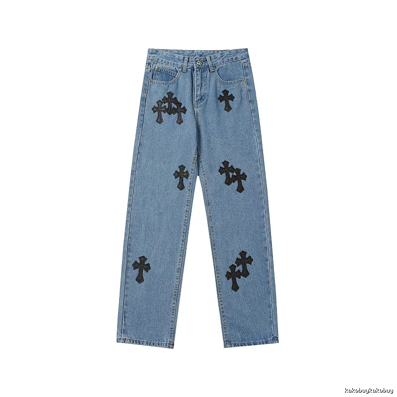 Chrome Hearts Easy Match Graphic jeans Light Denim Jeans for Leisure Wear