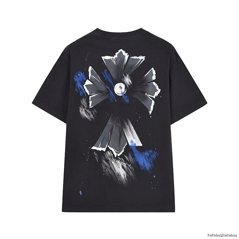 Chrome Hearts Ink-splattered Cross Street Style Black T-shirt