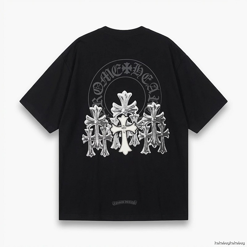 Chrome Hearts Silver Cross Black T - Shirt