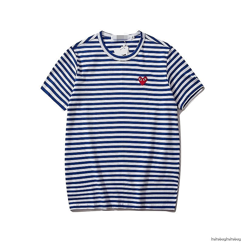 Comme des Garcons PLAY 2021-94 Blue Style 2194 Heart Logo T-Shirt Modern Fit