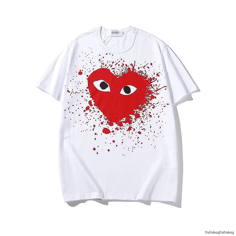 Comme des Garcons PLAY 2023-15 White Style 2315 Heart Logo T-Shirt Easy Pairing