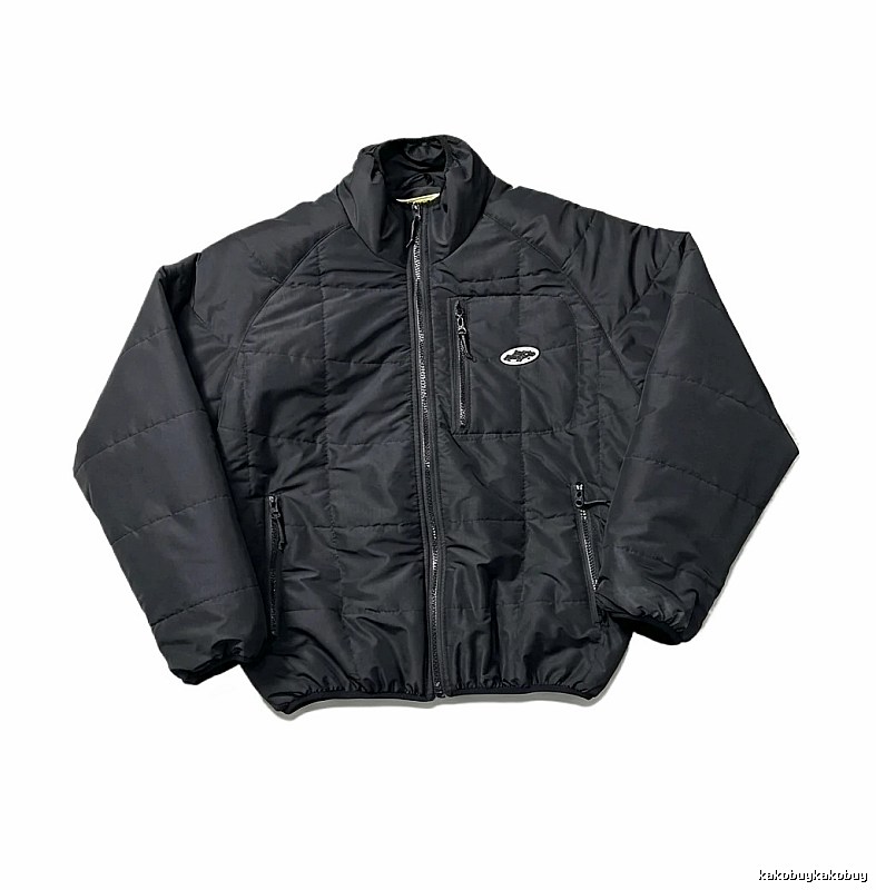 Corteiz black minimalist style cotton-padded jacket