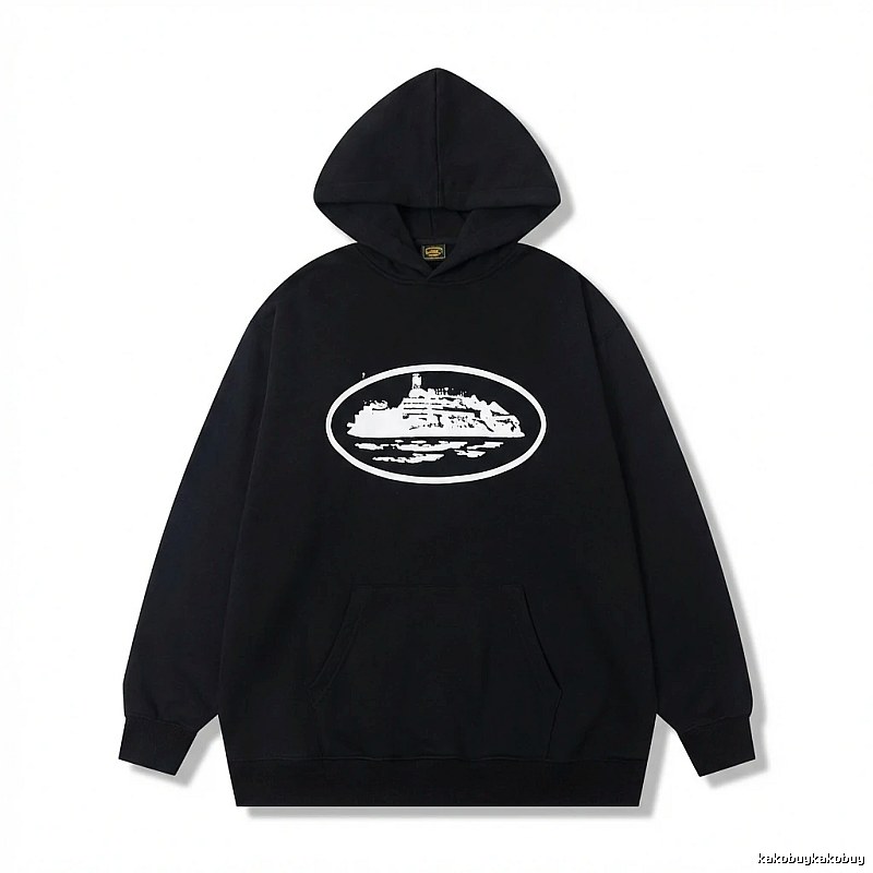 Corteiz black minimalist style hoodie