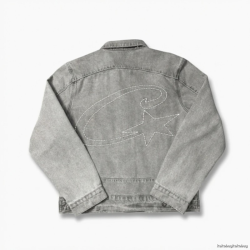 Corteiz denim retro-style grey coat