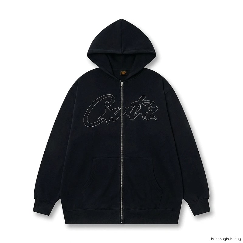 Corteiz minimalist style black hoodie
