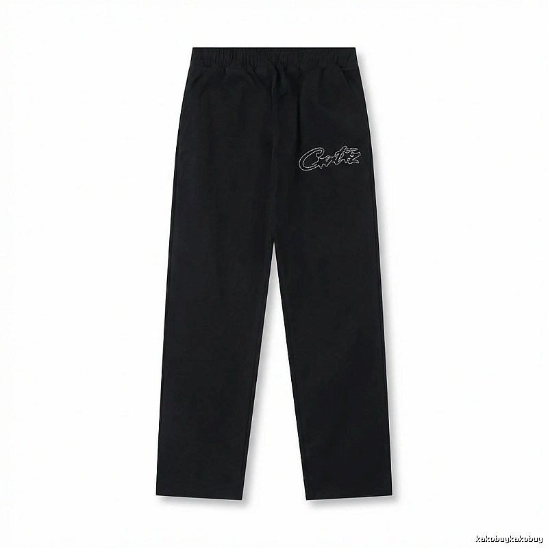 Corteiz minimalist style black long trousers