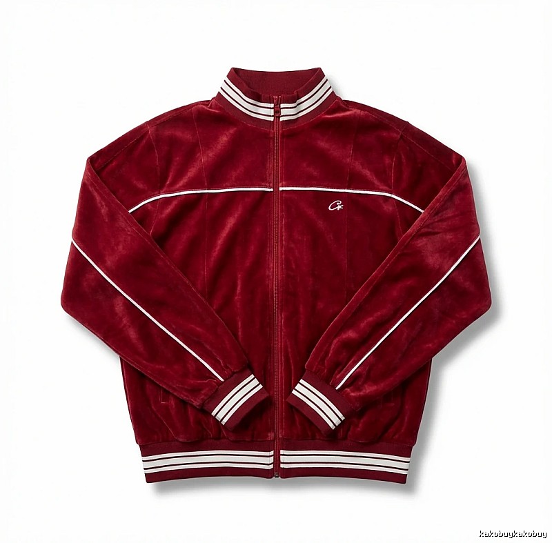 Corteiz retro-style burgundy jacket