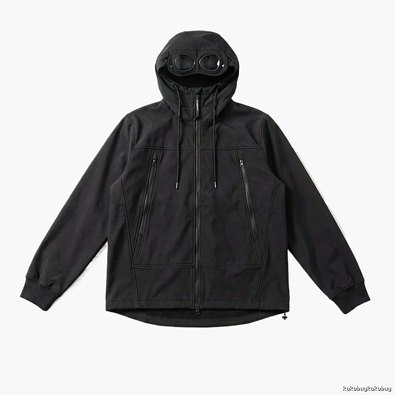 C.P. hooded simple style black coat