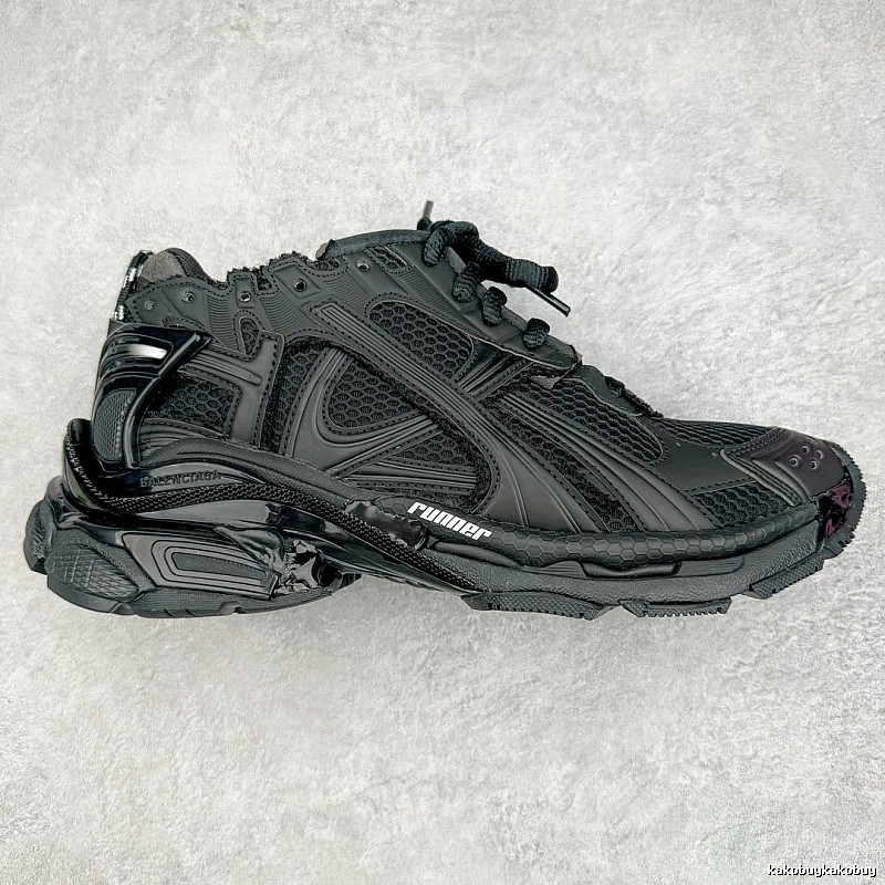 Dark Layered Panels Balenciaga Black Runner Sneaker for Streetwear Looks
