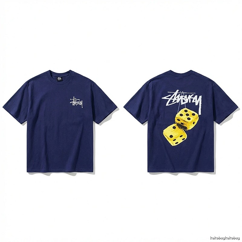 Deep blue T-shirt with Stussy dice print