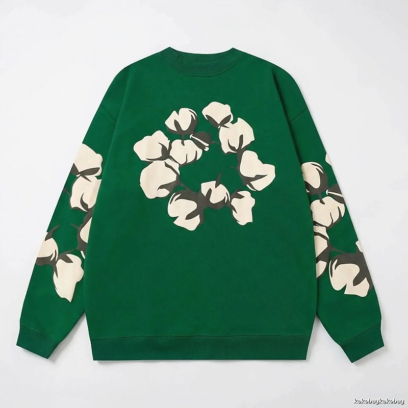 DENIM TEARS Cotton Print Green Sweatshirt