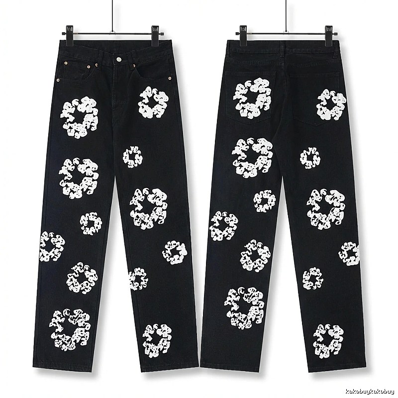 DENIM TEARS Printed Retro-Style Black Pants