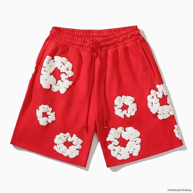 DENIM TEARS Red and White Retro Shorts