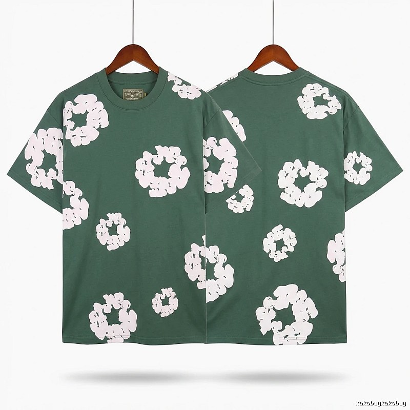 DENIM TEARS retro-style green short-sleeve