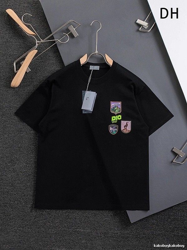 Dior Badge Collection Vintage Style Black Short-sleeve T-shirt