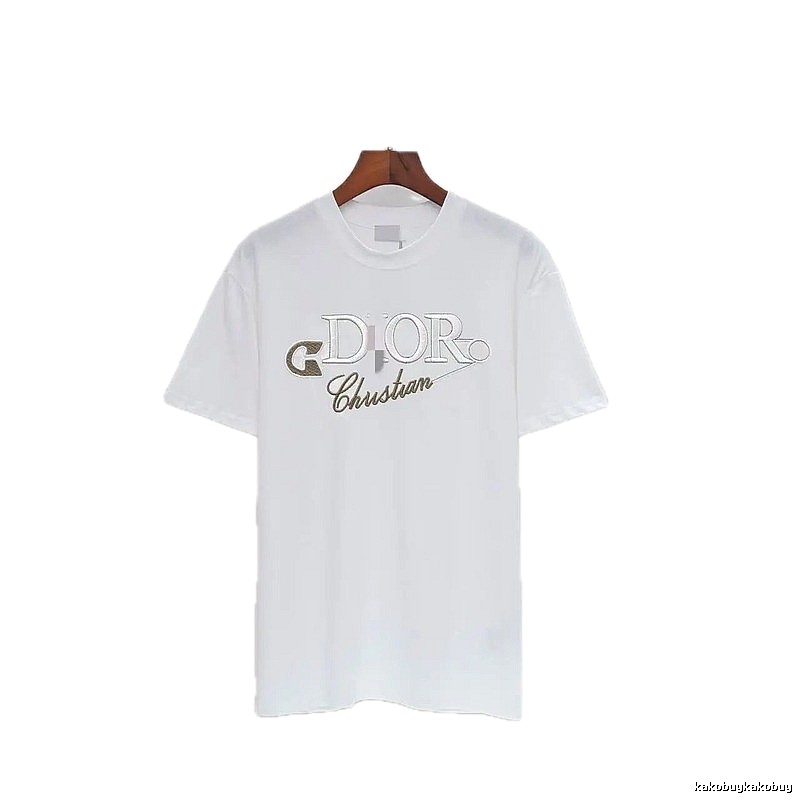 Dior Embroidered Light Luxury Style White Short-sleeve T-shirt