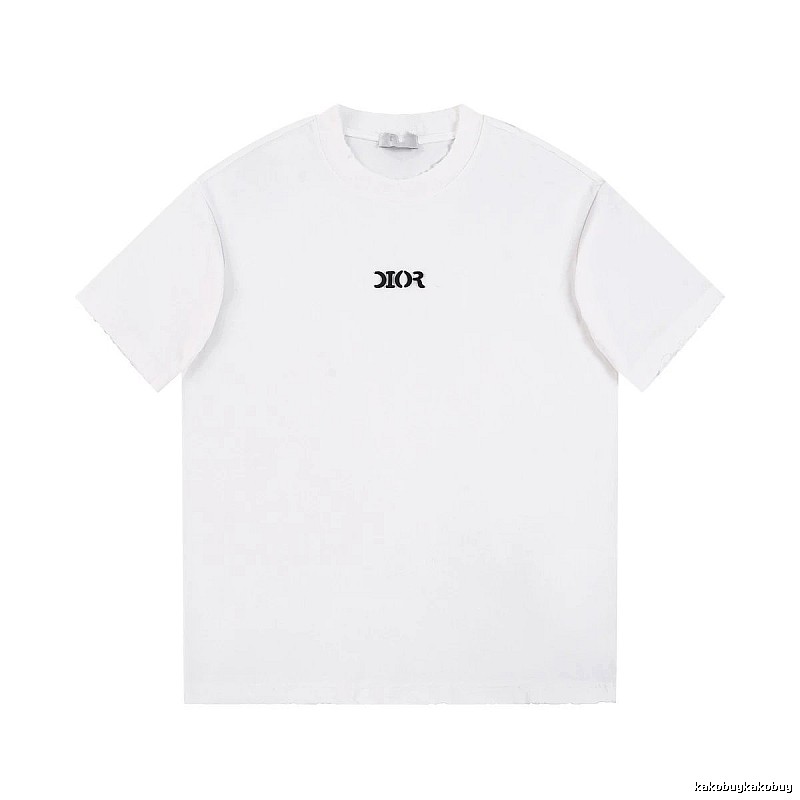 Dior Minimalist Style Embroidered Logo White Short-sleeved T-shirt