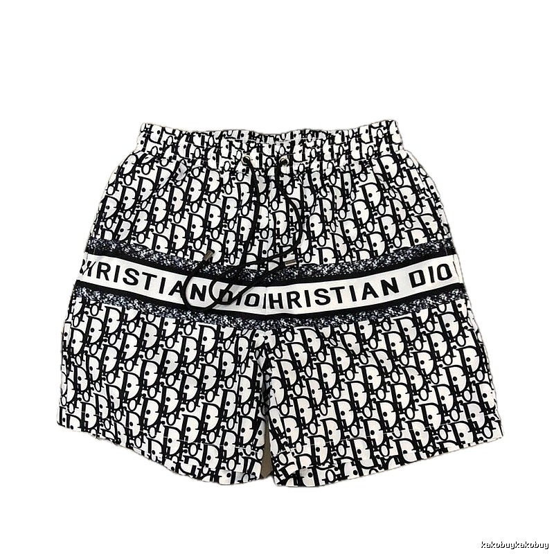 Dior Monogram All-over Print Light Luxury Style Black and White Shorts