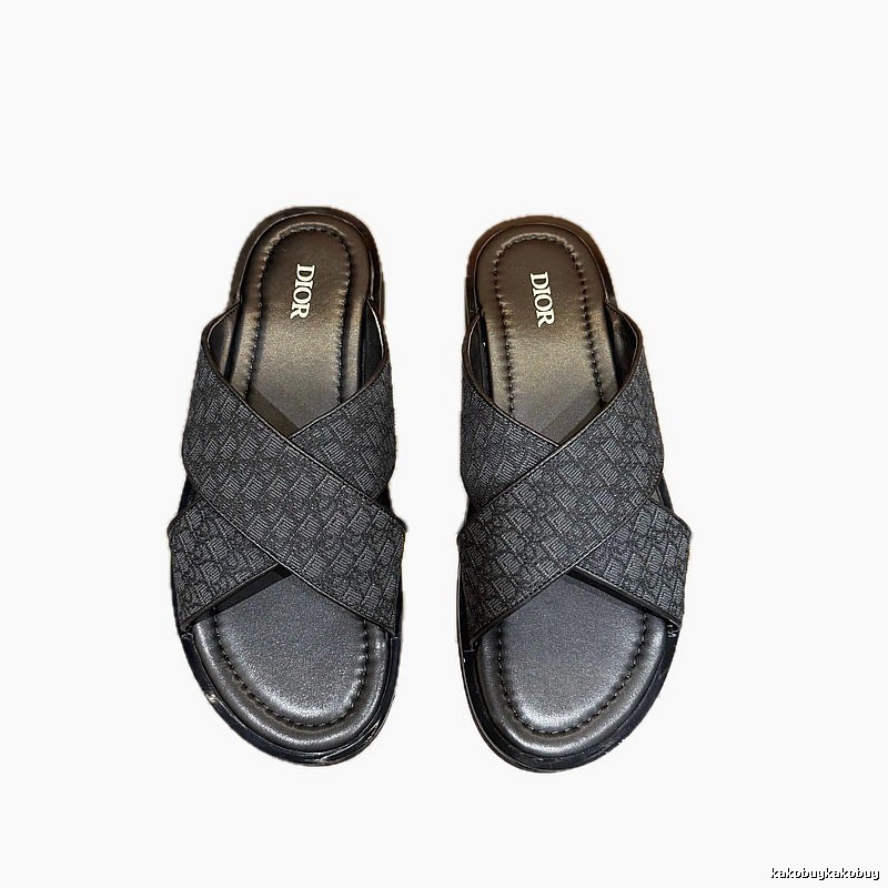 Dior Oblique Casual Style Black Slides