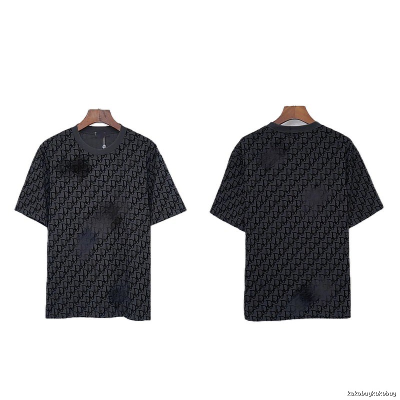 Dior Oblique Streetwear Collection Dark Grey Short-sleeve T-Shirt