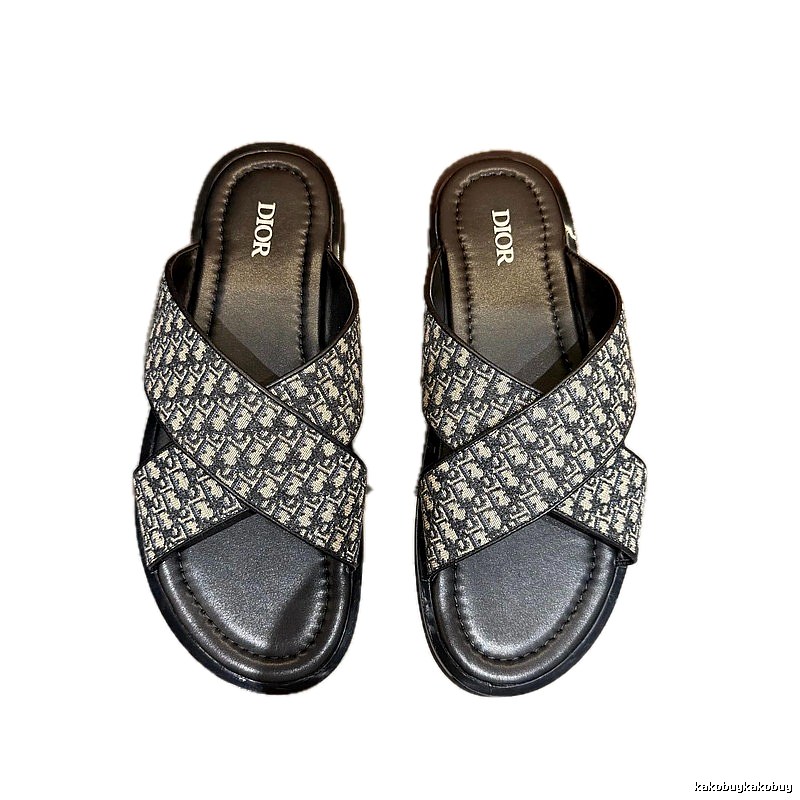 Dior Retro-style Monogram Black and Grey Slides