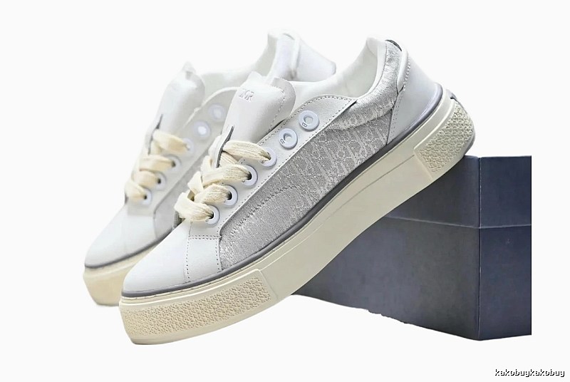 Dior Silver and White Casual Sports Shoes