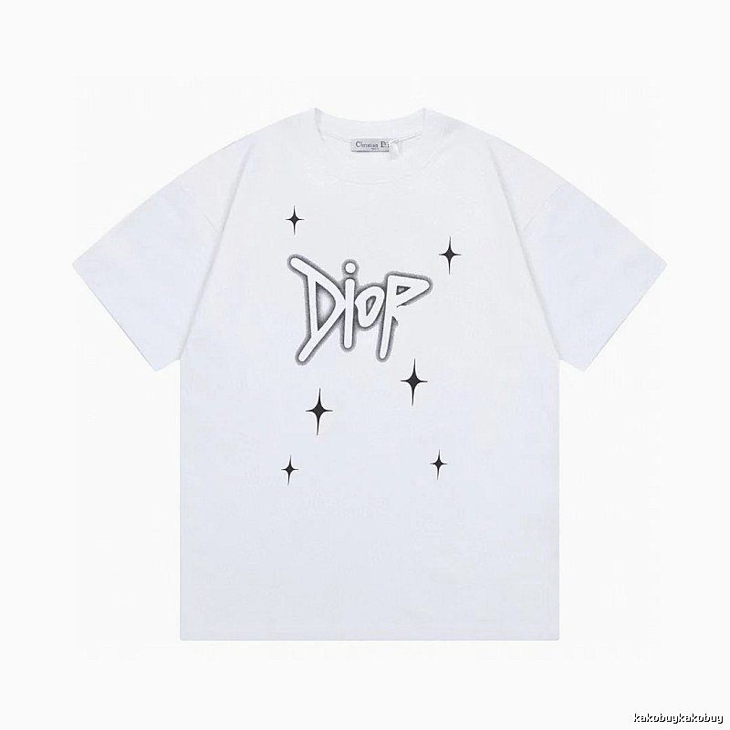 Dior Starburst Graffiti Street Style White Short-sleeve T-shirt