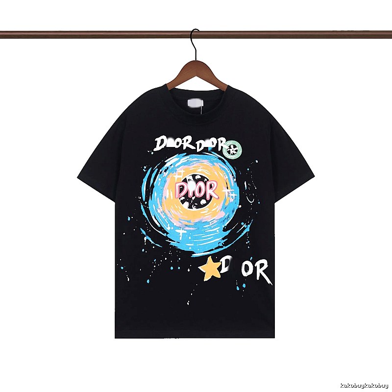 Dior Starry Sky Graffiti Style Black Short-sleeve T-Shirt