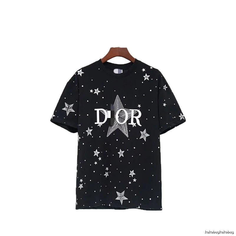 Dior Trendy Cool All-over Star Print Black T-Shirt
