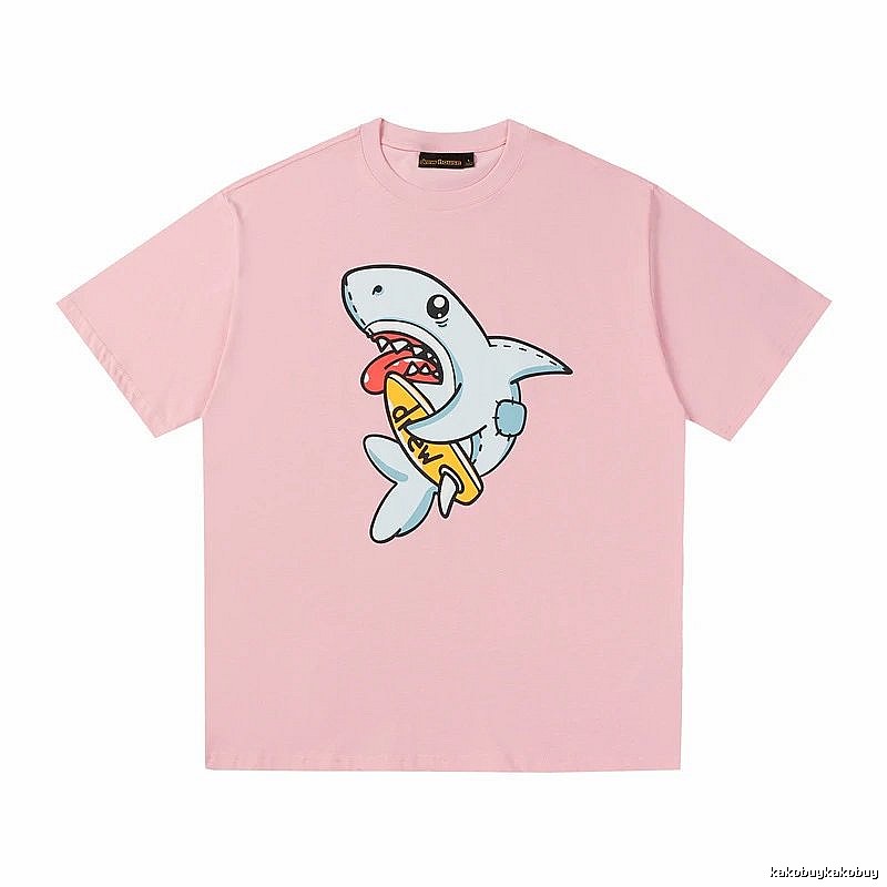 DREW Cartoon Style Shark Print Pink T-shirt