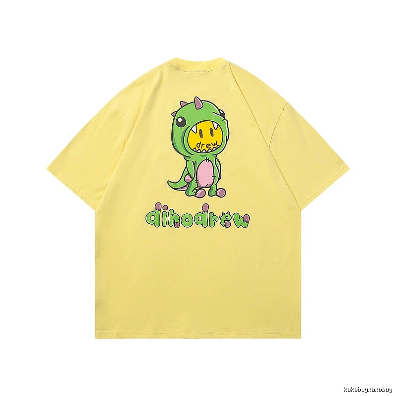 DREW Dinosaur Print Street Style Yellow Short-sleeve T-shirt