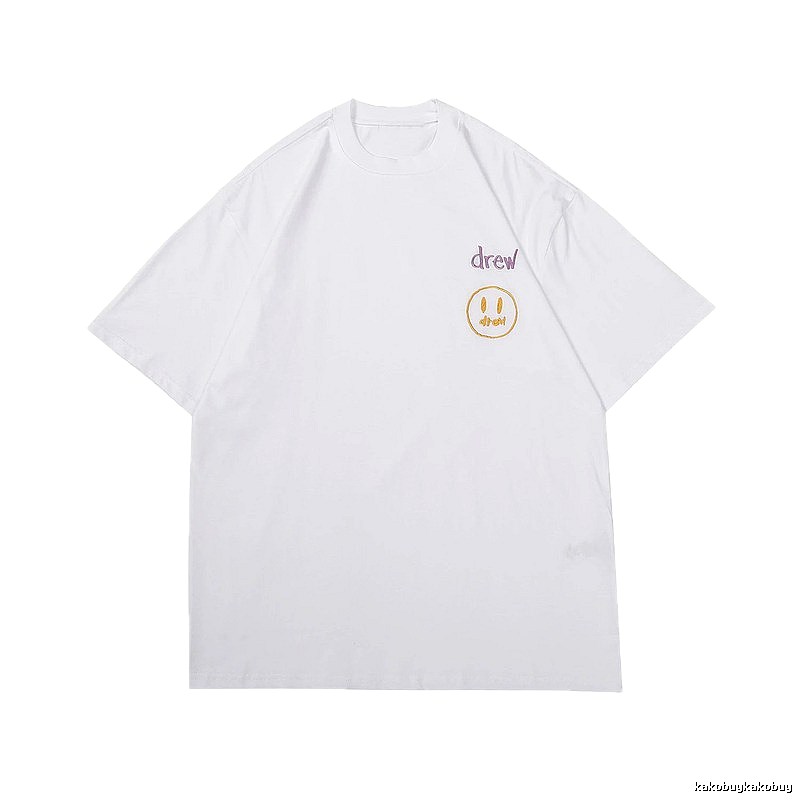 DREW Smiley Embroidered Street Style White T-Shirt