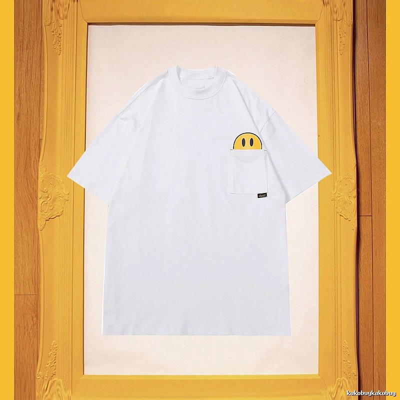 DREW Smiley Face Pocket Street Style White T-Shirt