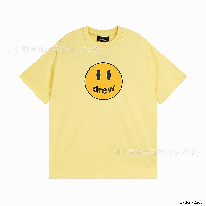 DREW Smiley Face Series Street Style Light Yellow T-shirt