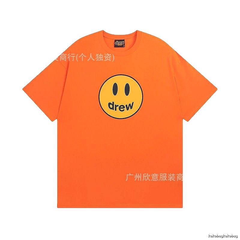 DREW Smiley Series Street Style Orange Short Sleeve T-shirt