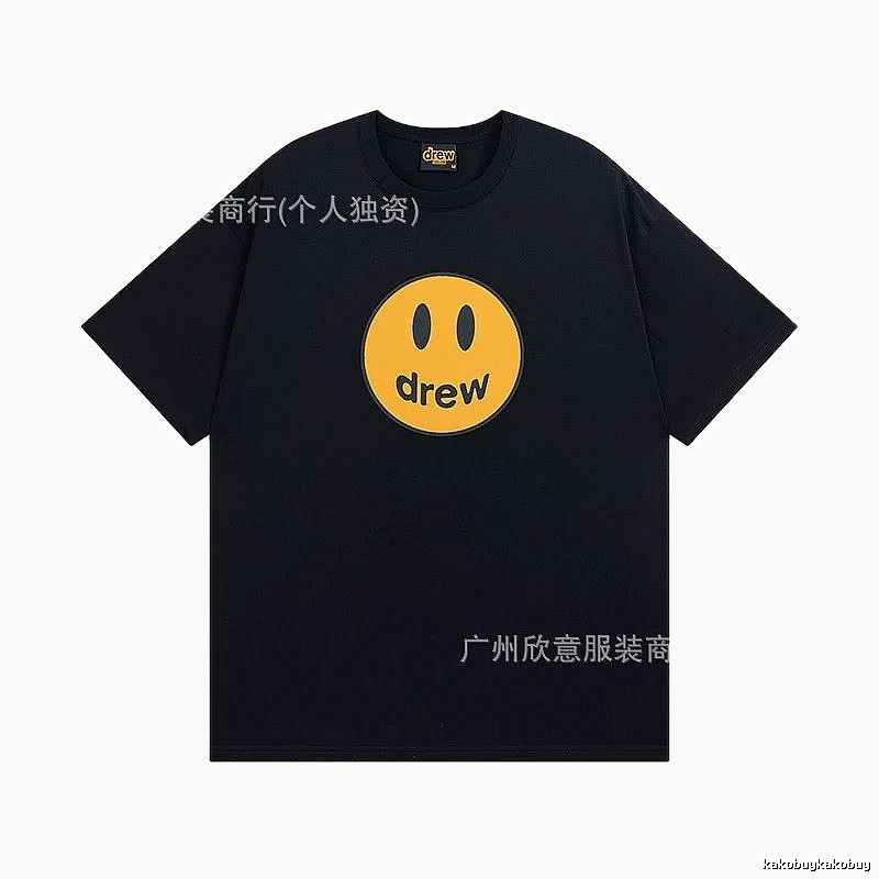 DREW Smiley Street Style Black Short-sleeve T-shirt