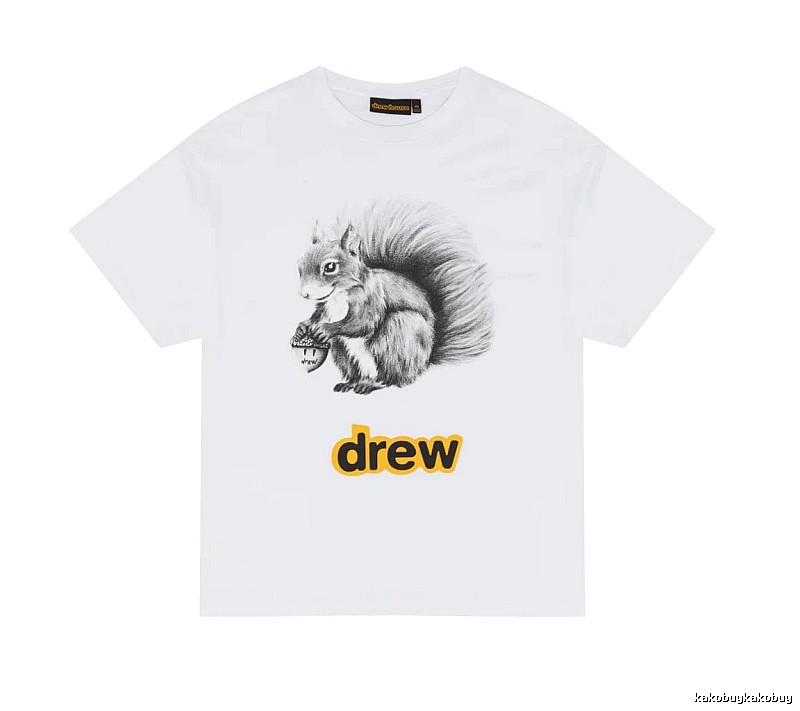 DREW Squirrel Print Street Style White T-Shirt