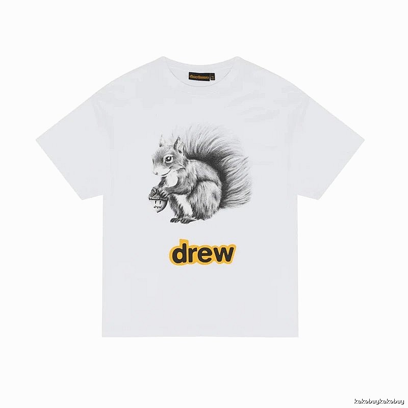 DREW Squirrel Print Street Style White T-shirt