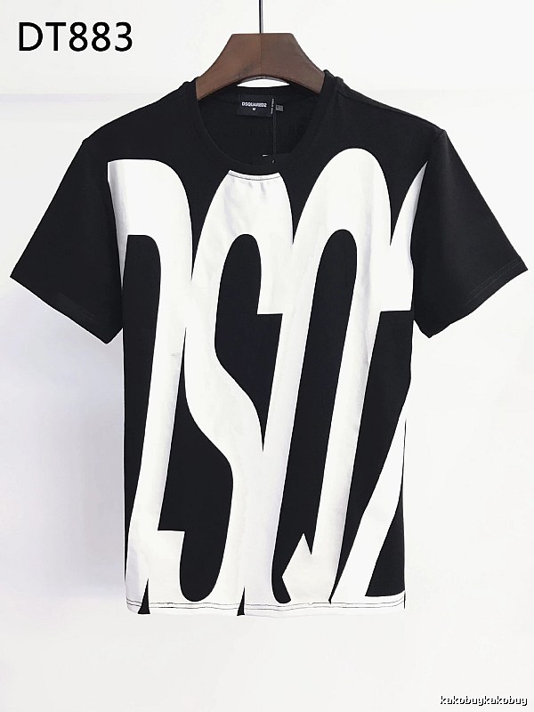 DSQ Large Letter Street Style Black and White Short Sleeve T-Shirt