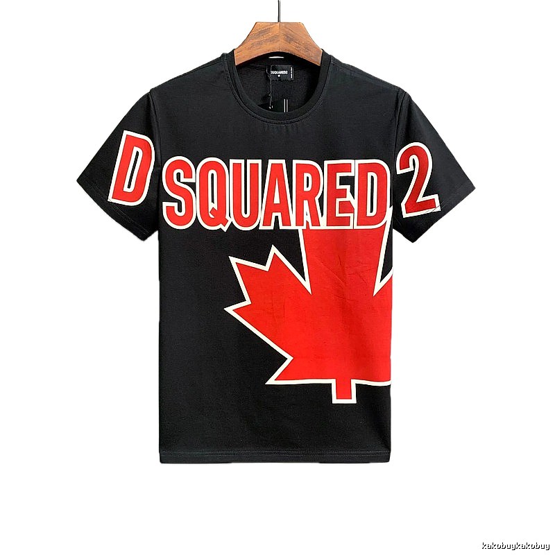 DSQ Maple Leaf Street Style Black Short-sleeve T-shirt
