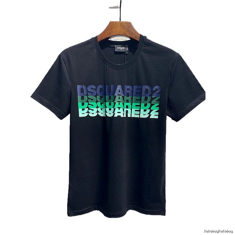 DSQUARED2 Trendy Black Short-sleeve T-shirt with Gradient Letters
